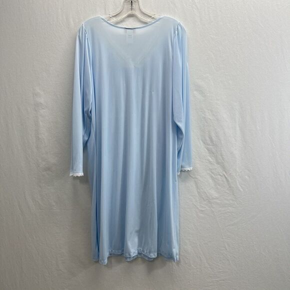 Vintage Barbizon Nightgown Medium Blue Lace Trim Embroidered Cottagecore - Picture 10 of 13